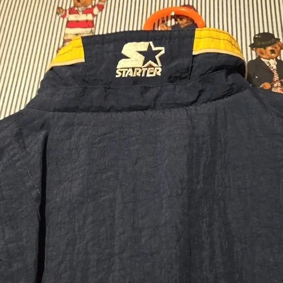 Vintage 90s Starter Notre Dame Fighting Irish College Jacket Blue Yellow Medium - Picture 5 of 16